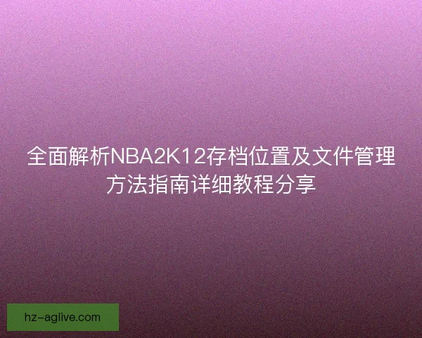 全面解析NBA2K12存档位置及文件管理方法指南详细教程分享